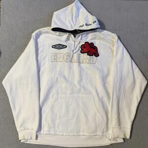 Vintage Umbro England Hoodie XL White Lion Crest God Save the Queen Football Men